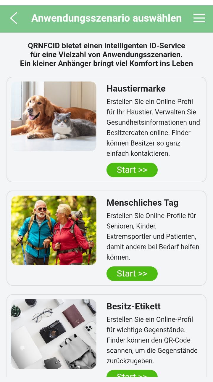 Screenshot Auswahlseite, was für ein Tag man hat. 